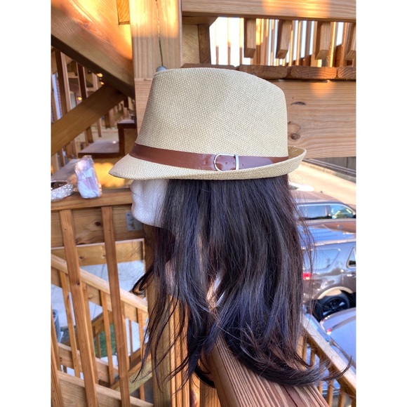 LAST 1! Straw Trilby Fedora Hat with Belt Design - Picture 4 of 5